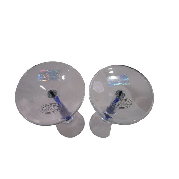 Home Essentials Teardrop Blue Cobalt Stem Cordial NWT Minor Defects A Pair - Picture 11 of 16